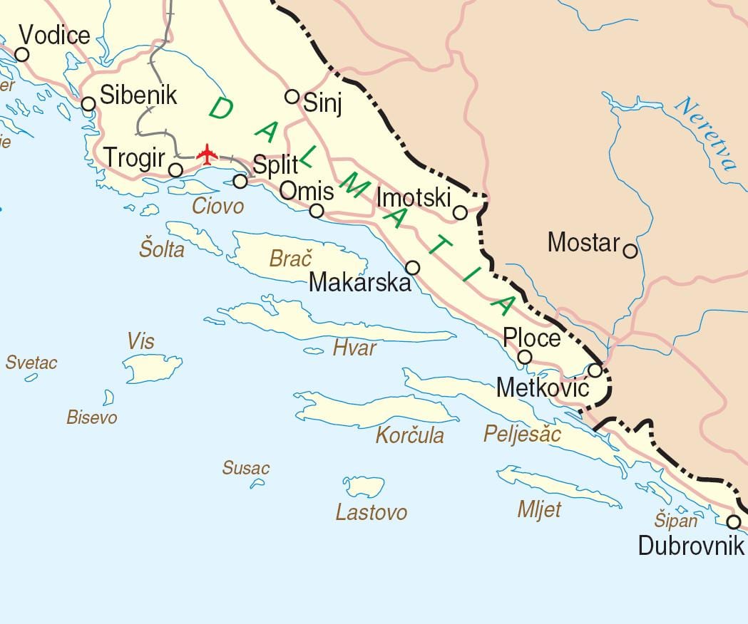 Güney Hırvatistan haritası