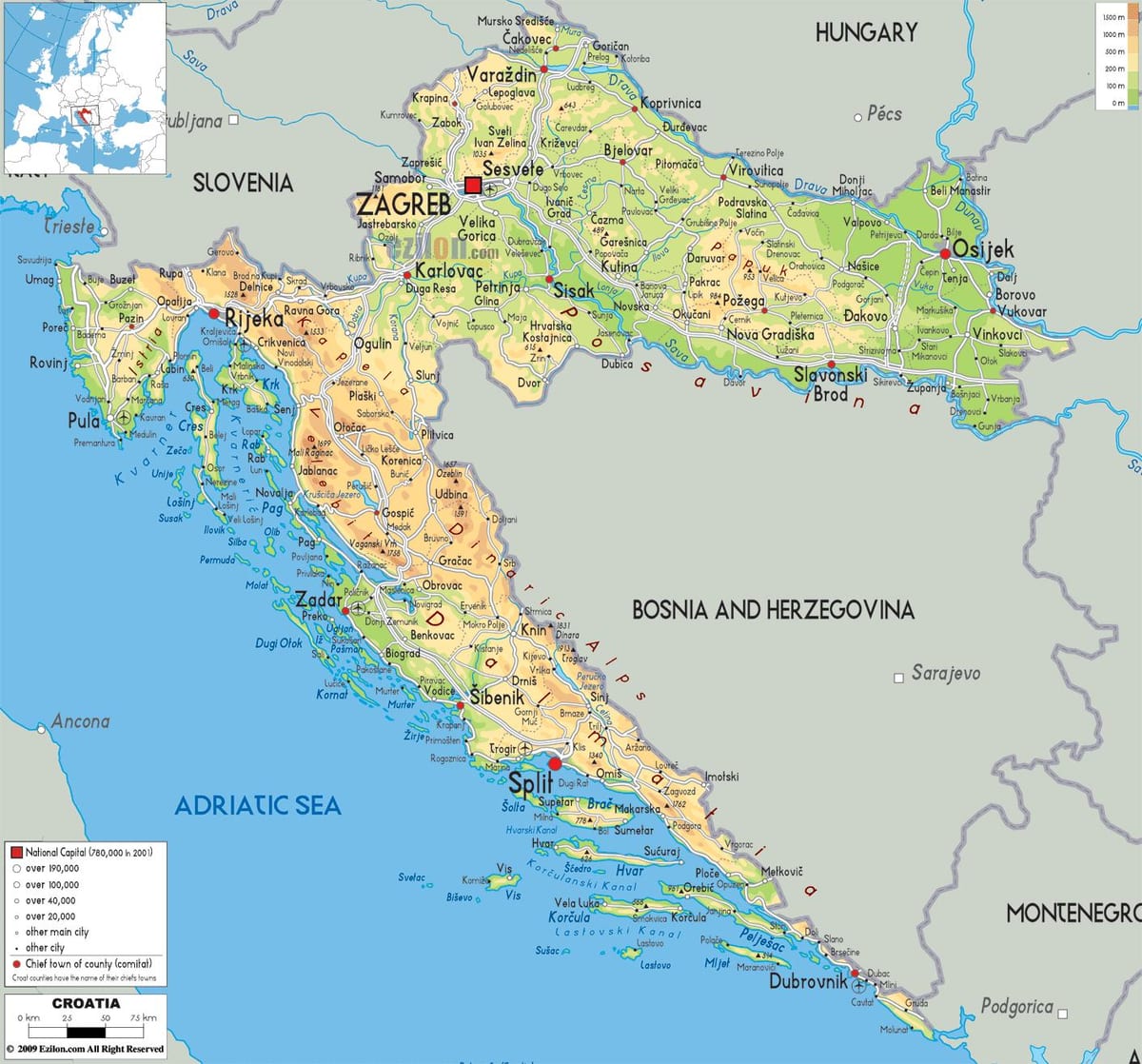 haritada Hırvatistan