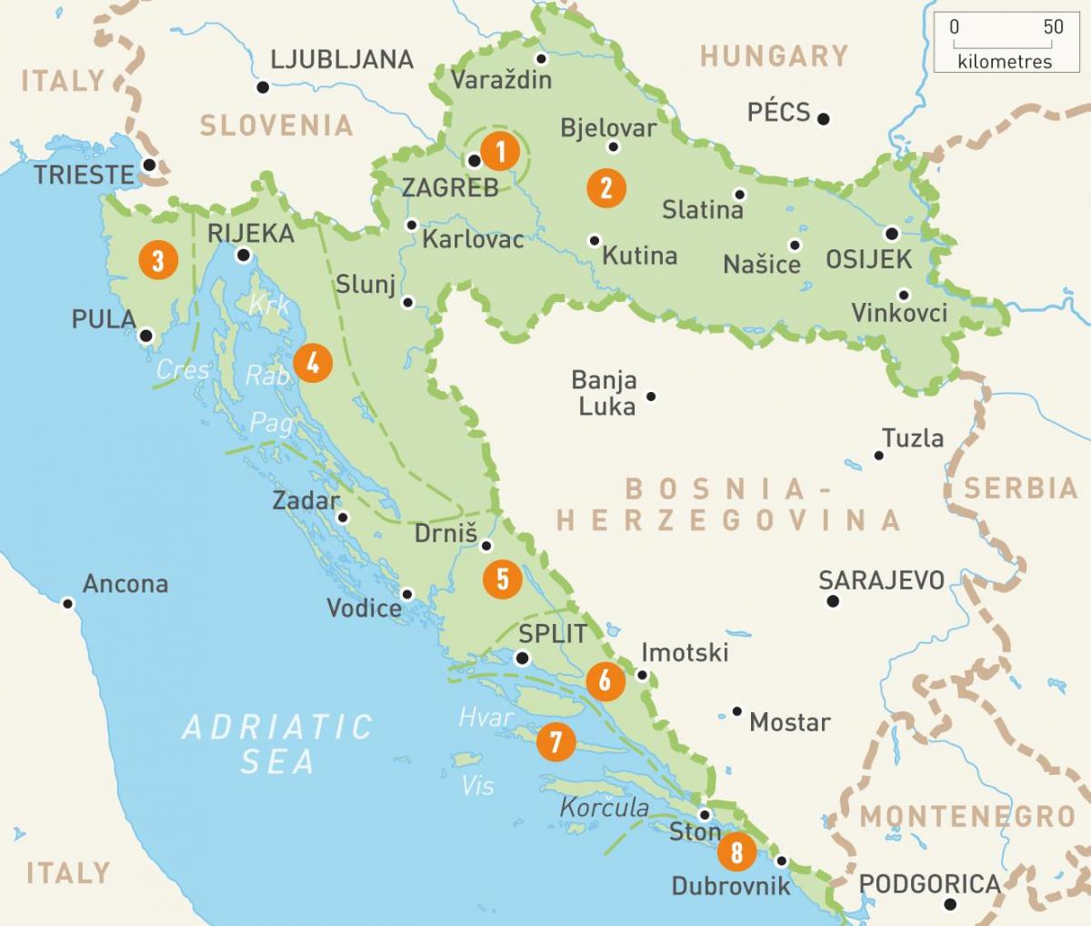 Hırvatistan ve adalar Haritayı göster 