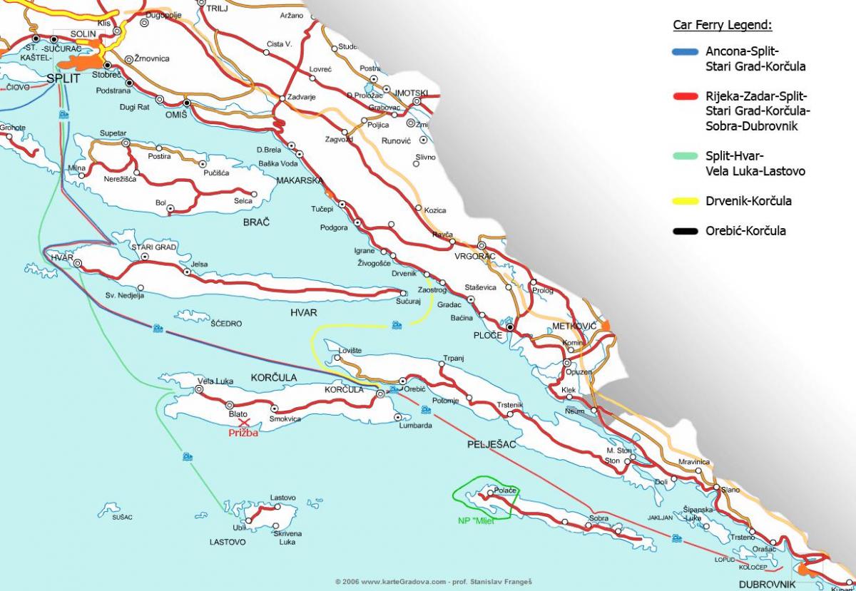 Hırvatistan haritası feribot