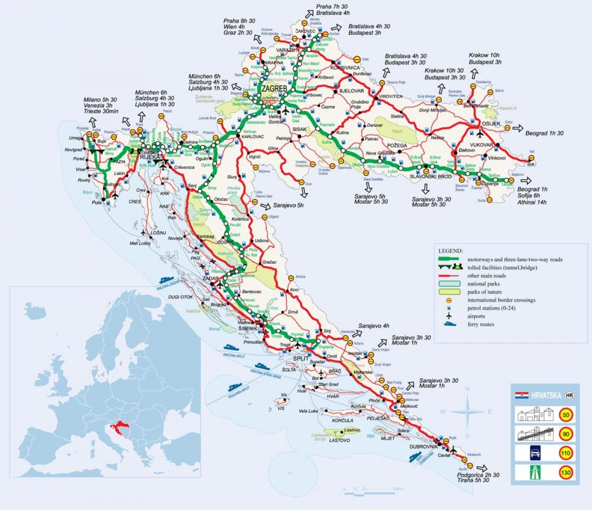 Hırvatistan haritası tren