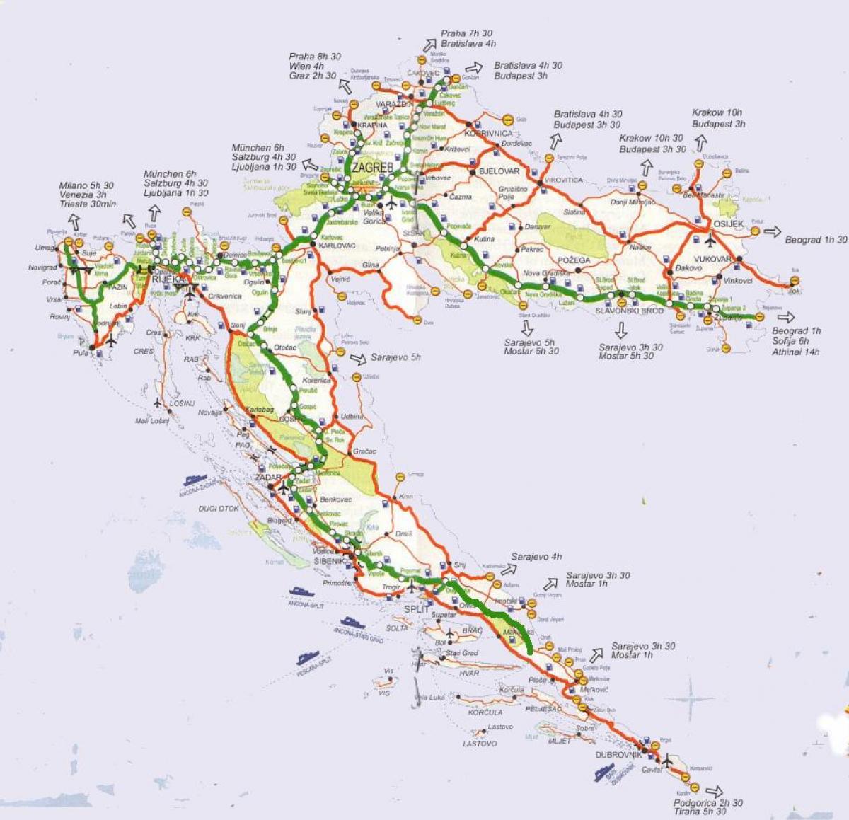 Hırvatistan ayrıntılı yol haritası 