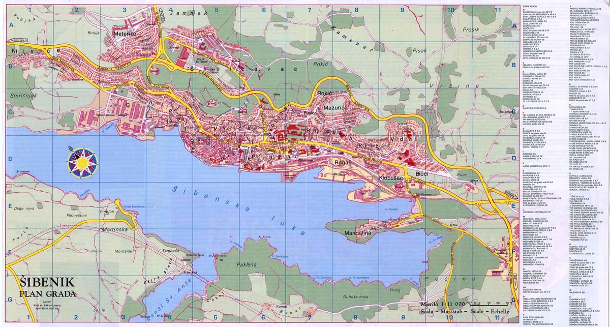 sibenik, Hırvatistan haritası