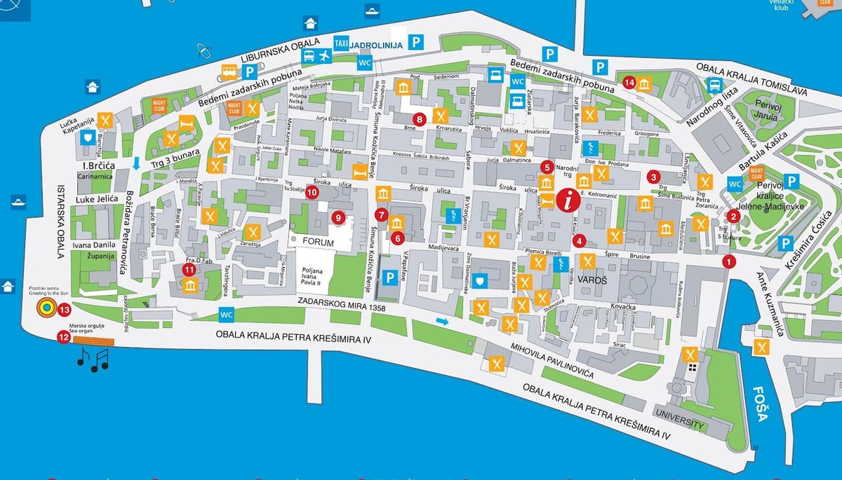 zadar, Hırvatistan haritası